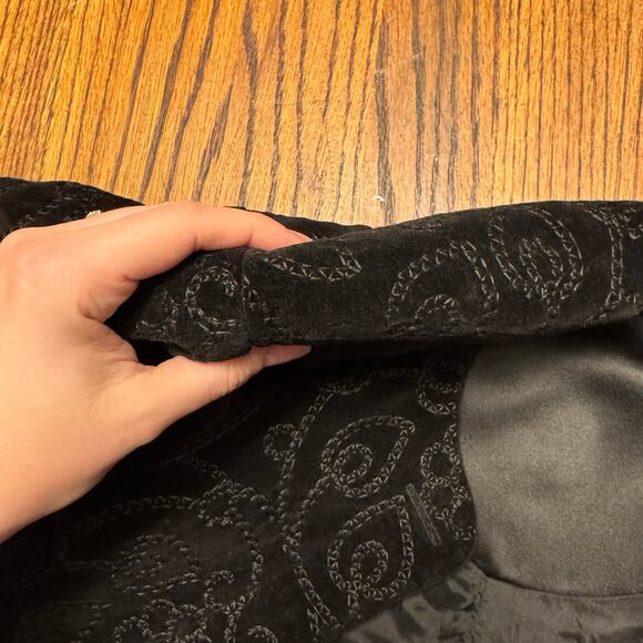 Vintage Yves Cossette Depeche Mode Black Velvet Blazer Jacket Women’s Size 8 - Picture 7 of 10